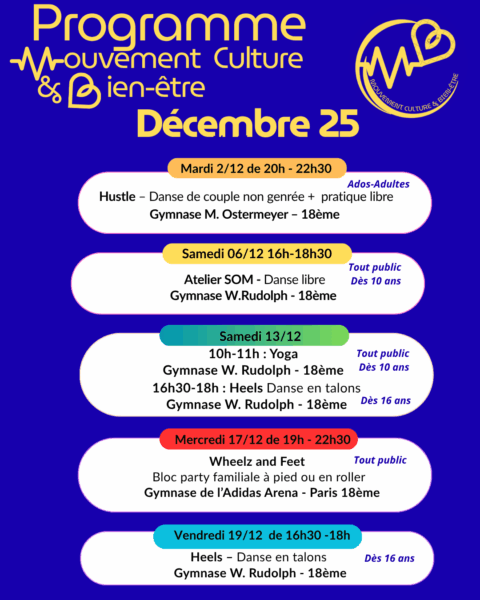 Programme Mouvement Culture&Bien-être décembre 2025