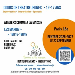 Cours de théâtre jeunes de 12 à 17 ans