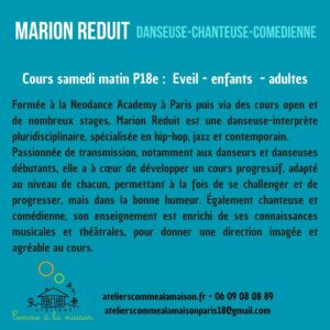 Marion Reduit, danseuse, chanteuse et comédienne